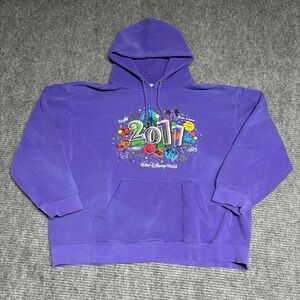 Disney World 2011 Purple Hoodie Sweatshirt Graphic Print Magic Kingdom Epcot‎ XL